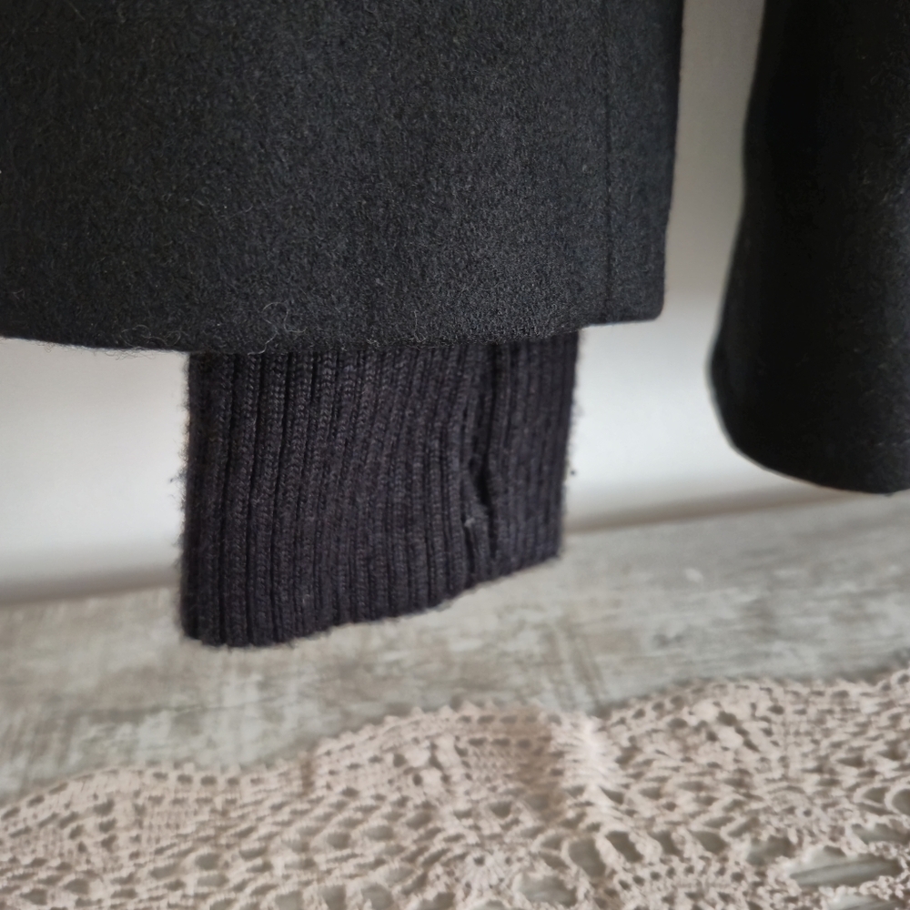 Rudsak Black Wool Coat/ peacoat/ jacket with Leeather Trim , Women Size M - Picture 11 of 16
